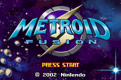 Metroid Fusion title screen for GameBoy Advance